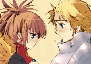 Anime couple eye contact blonde - final free wallpaper