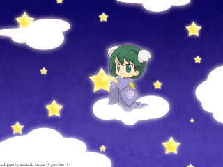 Cartoon girl cloud stars night - a cloud free wallpaper