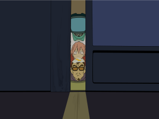 Cartoon character doorway anime girls - menacing free wallpaper