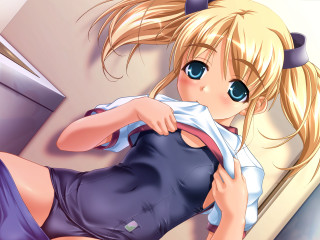 Anime girl ponytail blue eyes - a ponytail free wallpaper