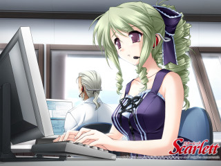 Woman computer yayoi inspired green - a woman sitting free wallpaper