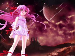 Girl dress night sky castle - a night sky free wallpaper
