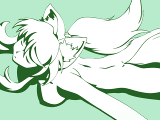 Girl fox wolf ears tails 2 - lineart free wallpaper