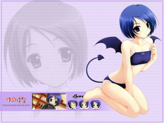 Blue hair demon girl bat - a cartoon girl free wallpaper for desktop