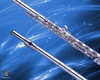 Silver flute blue background wave - product photo free wallpaper