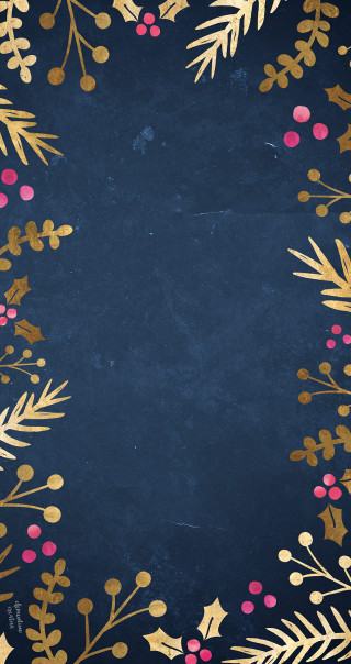 Blue background gold pink flowers 2 - folk art free wallpaper for mobile