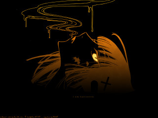 Black yellow cat gothic poster - a cross free wallpaper