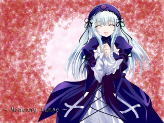 Anime whitehair blueeyes purpledress umbrella - a white umbrella free wallpaper