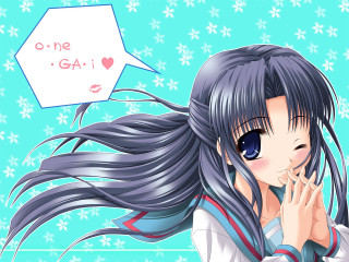 Girl long hair snowflakes anime - a blue background free wallpaper