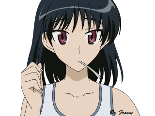 Girl black hair red eyes 3 - maya free wallpaper