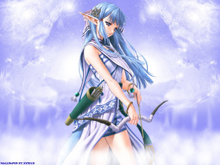 Blue haired elf woman wand - a wand free wallpaper