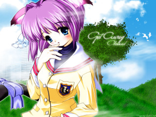 Purple hair girl yellow jacket - a yellow jacket free wallpaper