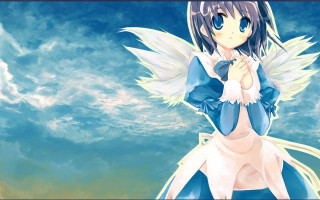 Angel wings blue dress cloudy 2 - angel free wallpaper