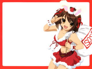 Red santa haruhi anime illustration - sign free wallpaper