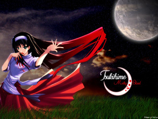 Woman red dress full moon 2 - a full moon in the sky free wallpaper for desktop