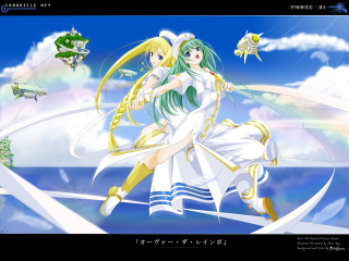 Anime girl flying rainbow sky - elysium free wallpaper