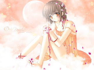 Girl cherry blossoms moonflower anime - a flower free wallpaper
