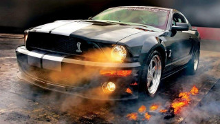 Mustang flames hood headlights track - headlight free wallpaper
