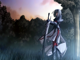 Woman white dress sword field 3 - a white dress holding free wallpaper for desktop