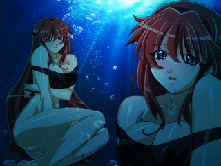Two anime girls water back - their back free wallpaper for desktop