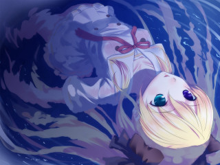 Floating woman water hat bowtie - a pool of water free wallpaper