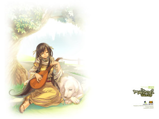 Woman dog field tree fantasy - a woman sitting next free wallpaper