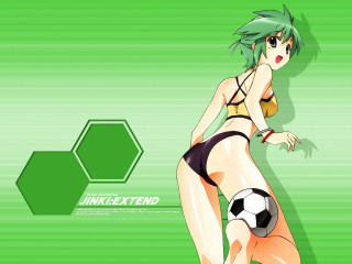 Woman bikini soccerball green background - hexagonal free wallpaper