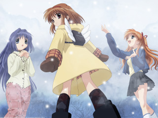 Anime girls snow kyoto animation - free winter wallpaper