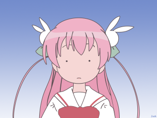 Pink hair girl heart blue - lineart free wallpaper