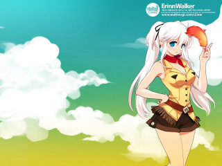 White haired woman red top - cloud behind her free wallpaper