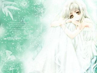 Angel white hair dress green - a white angel free wallpaper