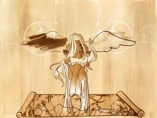 Gothic woman wings boat bird - over her free wallpaper