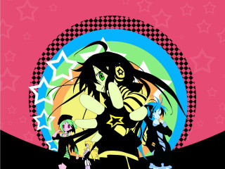 Cartoon woman cellphone stars circle - a woman holding free wallpaper for desktop