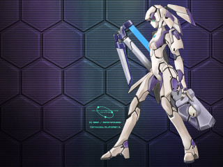 Robot briefcase sword purple background - he free wallpaper