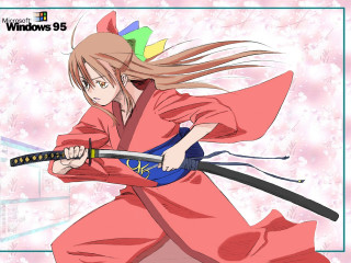 Pink dress sword cherry blossoms - a pink dress holding free wallpaper