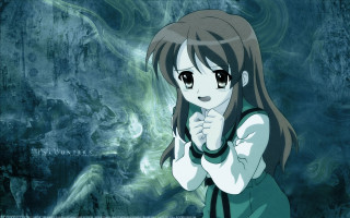 Girl green dress blue swirl - a green dress free wallpaper