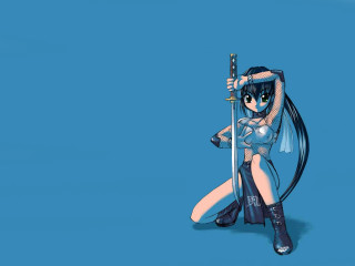 Woman sword holding blue background - a sword and a sword free wallpaper