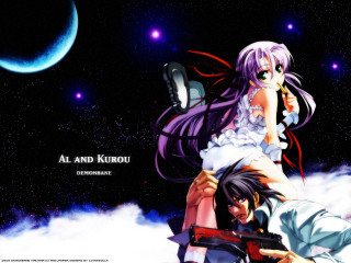 Moon crescent anime characters guns - free sci-fi wallpaper