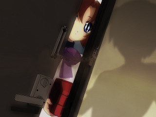 Person door shadow bow blue - a door handle free wallpaper