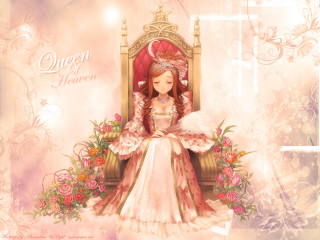 Girl pink dress throne flowers - a tiara free wallpaper