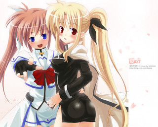 Two anime girls blonde blue - a black cat free wallpaper