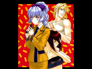 Anime couple red background military - shape free wallpaper