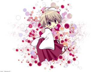 Girl red hakama bubble kimono - circle free wallpaper