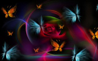 Colorful butterflies rose mystical wings - a colorful abstract painting free wallpaper