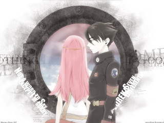 Anime couple circular background aya - word free wallpaper
