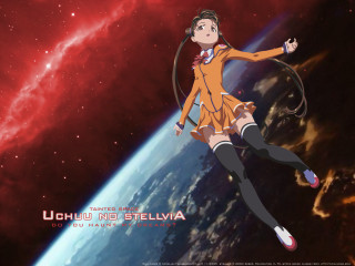 Girl orange flying earth space - over the earth free wallpaper