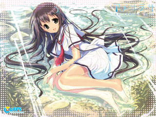 Girl water long hair sitting - the wind free wallpaper