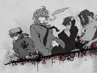 Anime gothic group blood wall - lineart free wallpaper for desktop