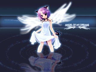 Purple hair angel wings black - her lap free wallpaper