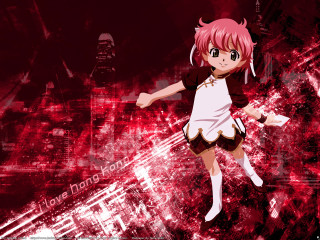 Girl red background anime holography - a short dress free wallpaper